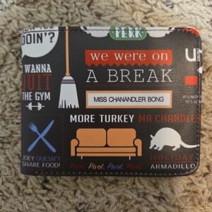 Friends TV Show Themed Small Wallet - Black with Orange & White Accents